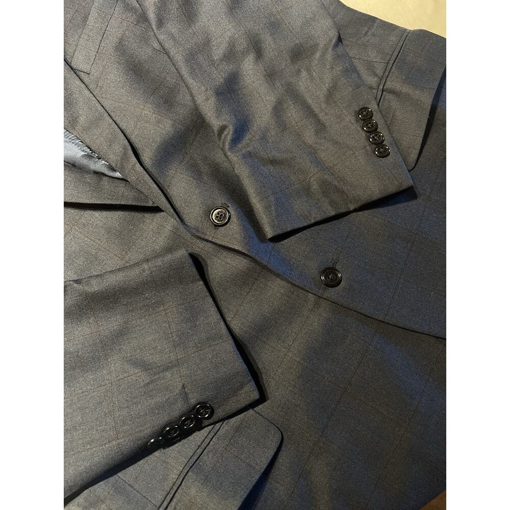 Jos A Bank Signature Collection Blazer 44L Blue Plaid Wool Sport Coat Jacket - Picture 9 of 14